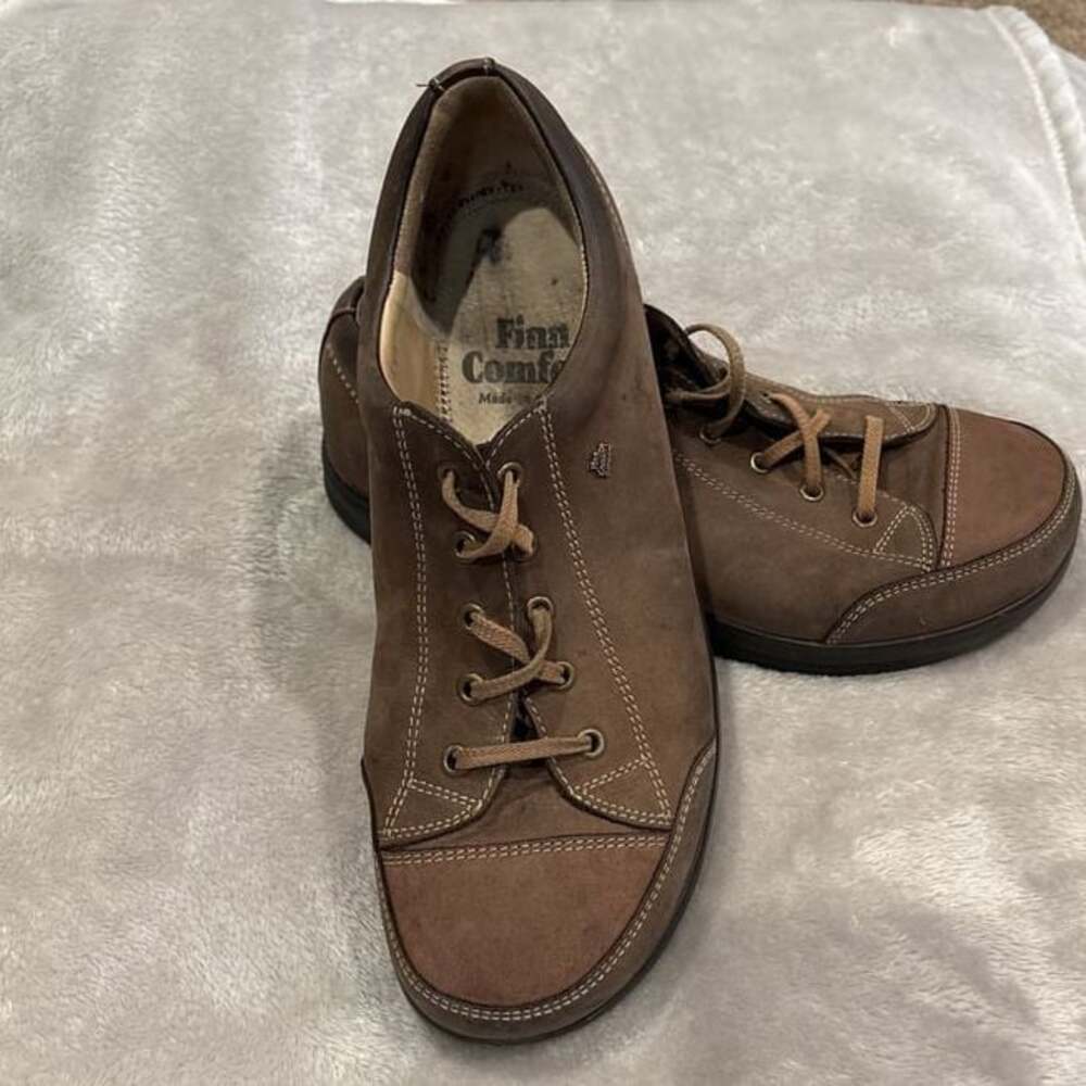 Finn Comfort Soho Brown Leather Cap Toe Lace Up Sneaker Shoe Womens EU 37 US 6‎